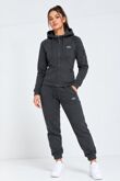 Charcoal Zipped Through Skinny Fit Hood Printed Tracksuit