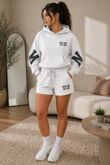 Bleach Grey Oversized New York Printed Hoodie With Shorts Set