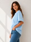 Sky Blue Oversized Soft Lightweight Relaxed Fit Essential Top