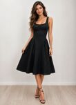 Chic Sleeveless Glitter Skater A-Line Midi Dress