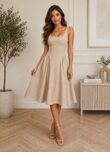 Chic Sleeveless Glitter Skater A-Line Midi Dress