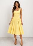 Chic Sleeveless Glitter Skater A-Line Midi Dress