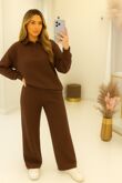 Chocolate Light Interlock Oversized Rugby Top and Trouser Set