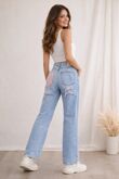 Blue Distressed Denim With Rhinestone Back Pocket Jean
