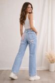 Blue Distressed Denim With Rhinestone Back Pocket Jean Pre Order