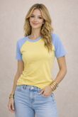 Yellow Color Block Raglan Fitted Top