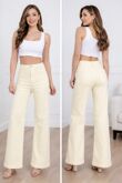 Yellow High Waist Super Stretch Front Seam Casual Wide Leg Jean