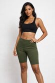Khaki High-Waist Slinky Cycling Shorts