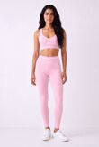 Pink Striped Printed Band Gym Crop Top And Legging Set