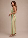 Sleeveless Spaghetti Strap Zig Zag Print Maxi Dress