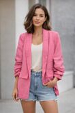 Pink Ruched Sleeve Blazer