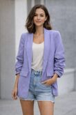 Lilac Ruched Sleeve Blazer
