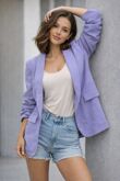 Lilac Ruched Sleeve Blazer