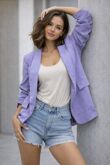 Lilac Ruched Sleeve Blazer