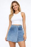 Blue Light Wash High Waisted Denim Skort
