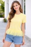 Short Sleeve Slim Fit Ruffle Hem Top