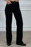 Black High Waist Studded Wide Leg Jeans