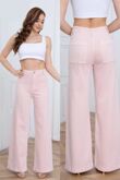 Pink High Waist Super Stretch Front Seam Casual Wide Leg Jean