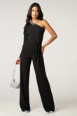 Black One Shoulder Long Sleeve Jumpsuit