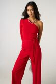 Red One Shoulder Long Sleeve Jumpsuit