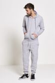 Grey Fleece Jogging Pockets Bottoms Plain Tracksuit