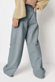 Grey Washed Wide Leg Straight Jeans