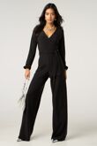 Black Plunge V Neck Wide Leg Jumpsuit