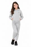 Grey Kids Plain Fleece Pullover Hoodie Printed Casual Tracksuit