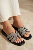 Black Diamante Slider Sandals