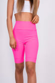 Hot Pink Ribbed Slinky High Waisted Cycling Shorts