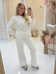 Dove Grey Snap Buttons Corset Fit Sweatshirt With Wide Leg Trouser