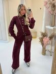 Wine Snap Buttons Corset Fit Sweatshirt With Wide Leg Trouser
