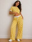 Contrast Waistband Polka Dot Trouser And Crop Top Co-Ord Set