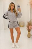 Dove Grey Interlock 2 Stripe Sweatshirt With Short Co-Ord Set
