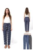 Elasticated Waist Leaf Print Loose Fit Casual Trouser