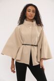 Wool Blend Belted Cape Coat