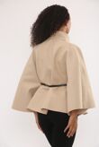 Wool Blend Belted Cape Coat