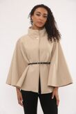 Wool Blend Belted Cape Coat