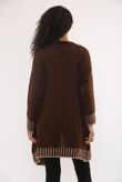 Casual Open Front Striped Details Mid Length Wool Cardigan