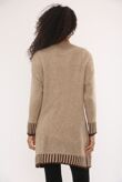 Casual Open Front Striped Details Mid Length Wool Cardigan