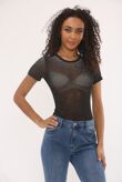 Black Diamante Bodysuit And Embellished Skirt Set
