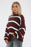 Contrast Striped Knit Turtleneck Sweater