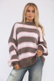 Contrast Striped Knit Turtleneck Sweater