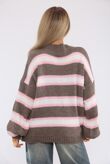 Contrast Striped Knit Turtleneck Sweater