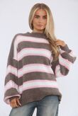 Contrast Striped Knit Turtleneck Sweater