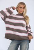 Contrast Striped Knit Turtleneck Sweater
