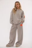 Long Sleeve Graphic Badge Sweatshirt With Wide Leg Trouser