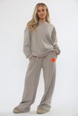 Long Sleeve Graphic Badge Sweatshirt With Wide Leg Trouser