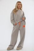 Long Sleeve Graphic Badge Sweatshirt With Wide Leg Trouser