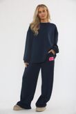 Long Sleeve Graphic Badge Sweatshirt With Wide Leg Trouser